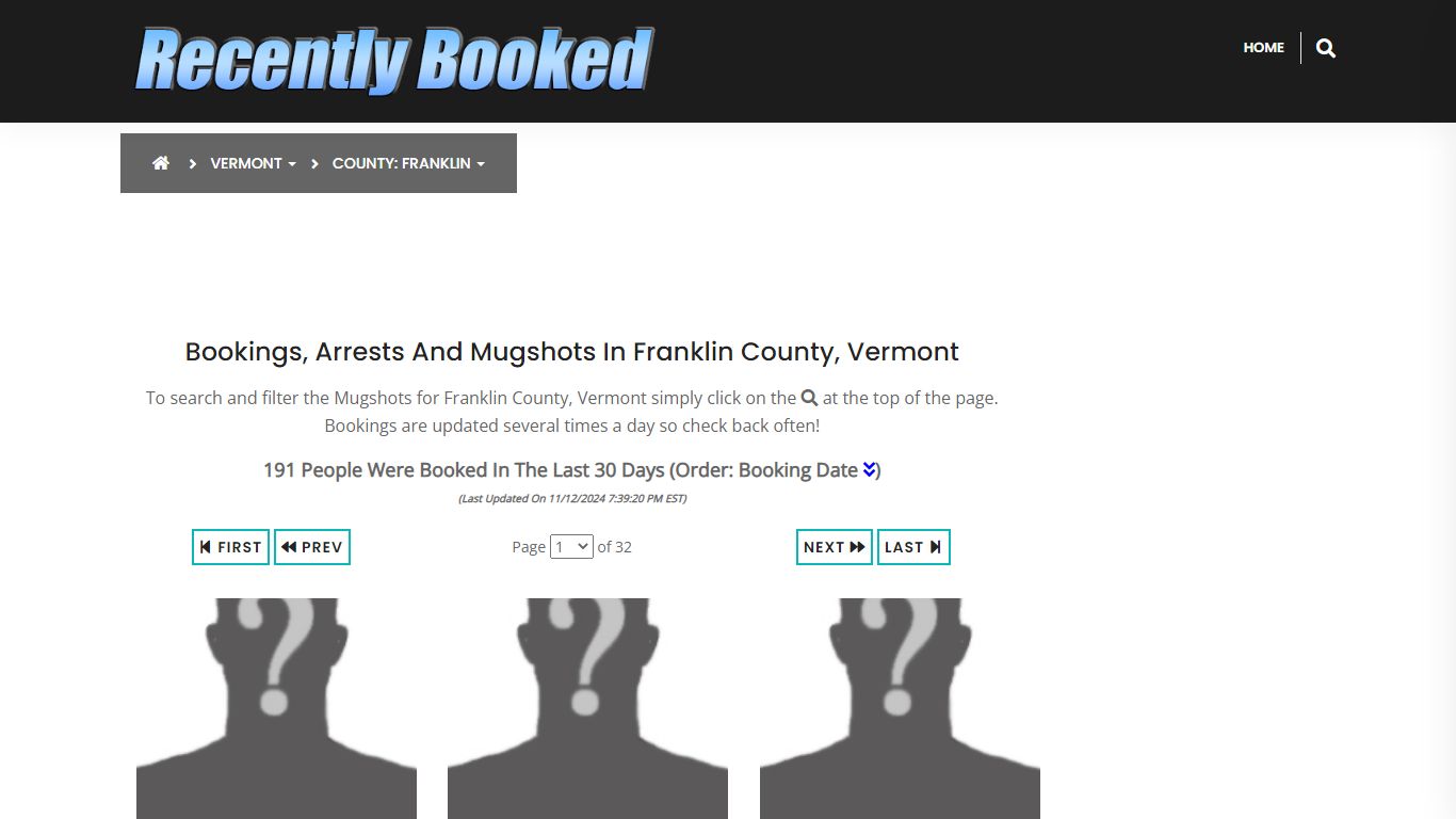 Bookings, Arrests and Mugshots in Franklin County, Vermont